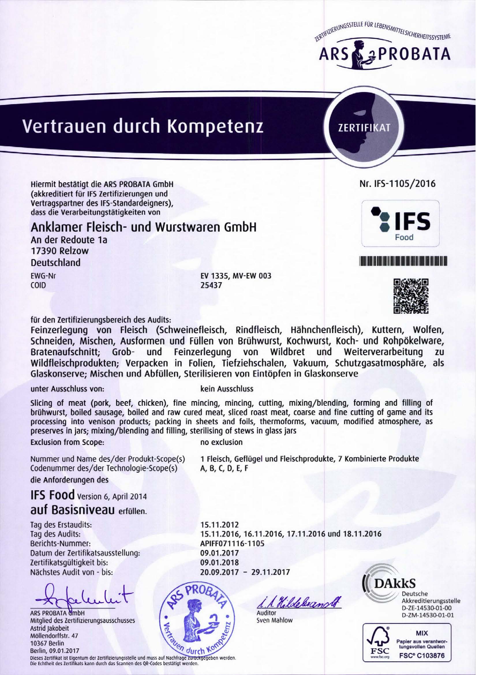 IFS Zertifikat